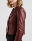 Women's Real Leather Cropped Blazer - Carina