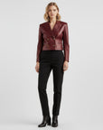 Women's Real Leather Cropped Blazer - Carina