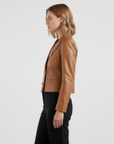 Women's Real Leather Cropped Blazer - Carina