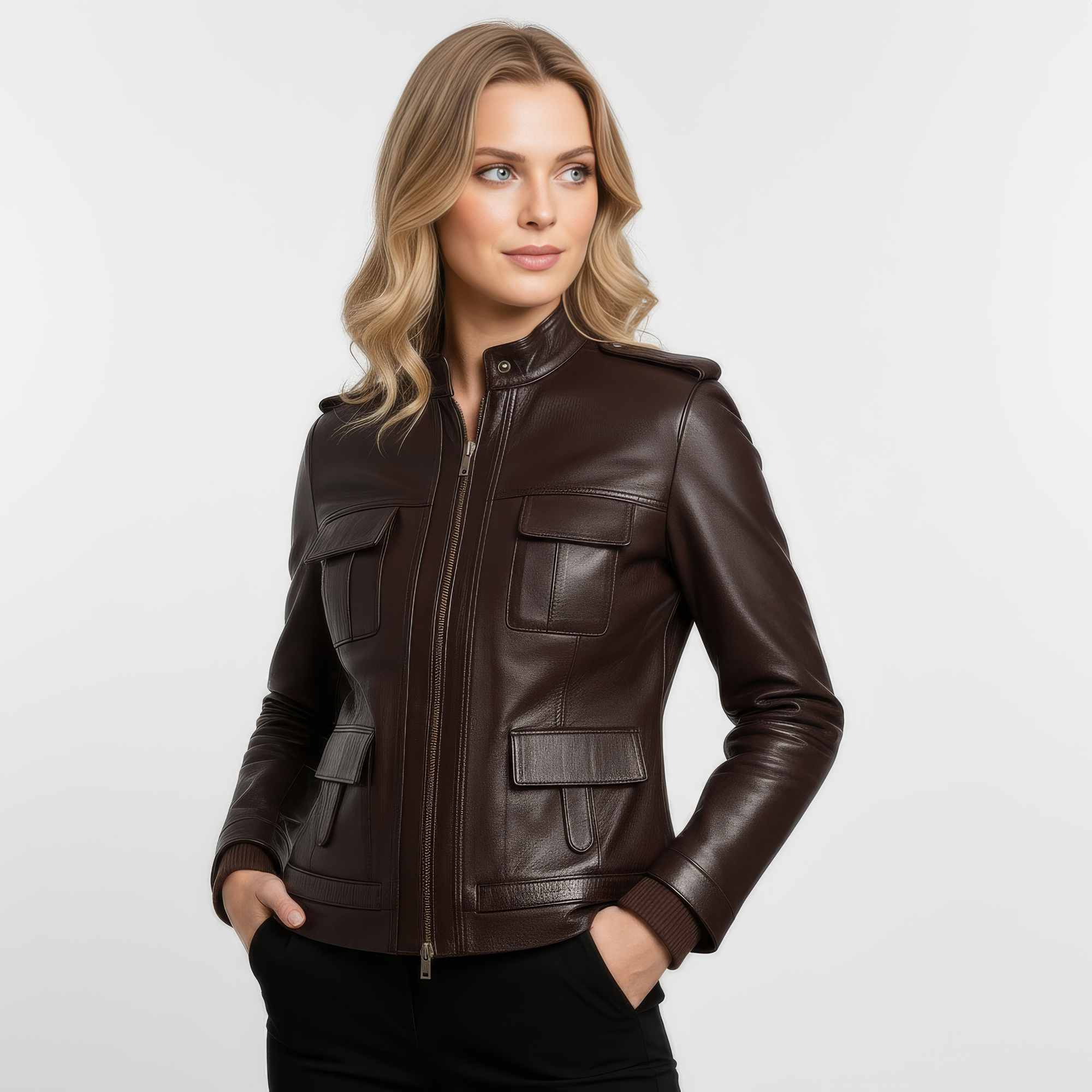 Women&#39;s Real Leather Field Jacket - Elandra
