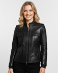 Women's Real Leather Field Jacket - Elandra