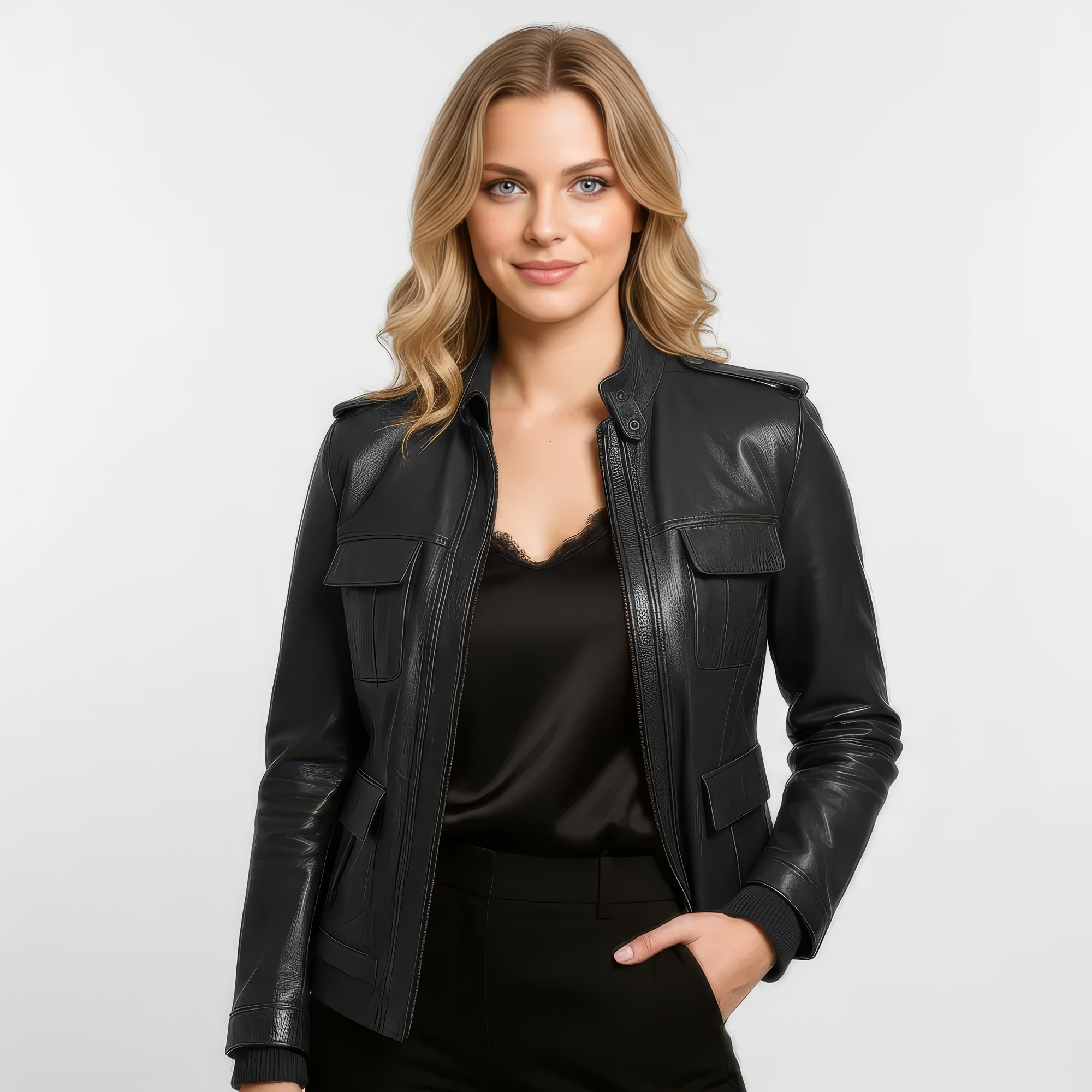 Women&#39;s Real Leather Field Jacket - Elandra
