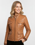 Women's Real Leather Field Jacket - Elandra