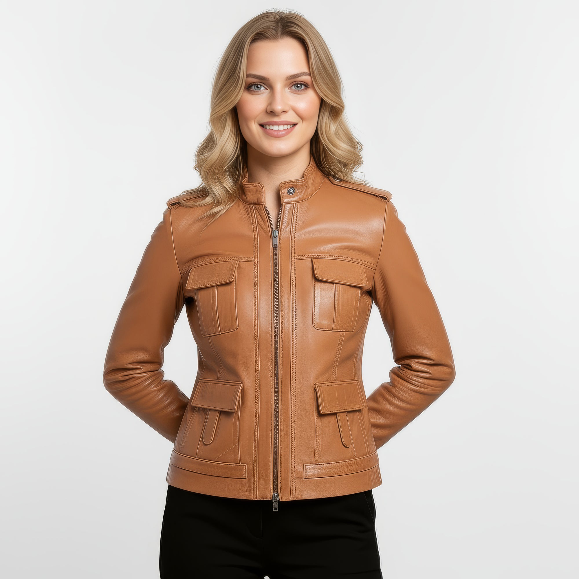 Women&#39;s Real Leather Field Jacket - Elandra