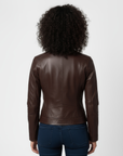 Women's Real Leather Racer Jacket - Lauren