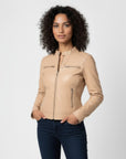 Women's Real Leather Racer Jacket - Lauren
