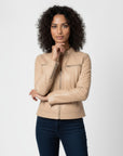Women's Real Leather Racer Jacket - Lauren