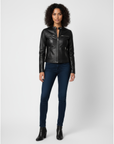 Women's Real Leather Racer Jacket - Lauren