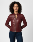 Women's Real Leather Racer Jacket - Lauren