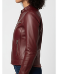 Women's Real Leather Racer Jacket - Lauren