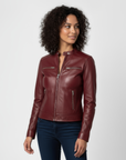 Women's Real Leather Racer Jacket - Lauren
