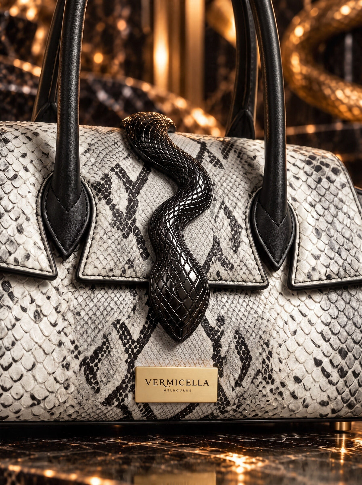 Vermicella handbag editorial photograph