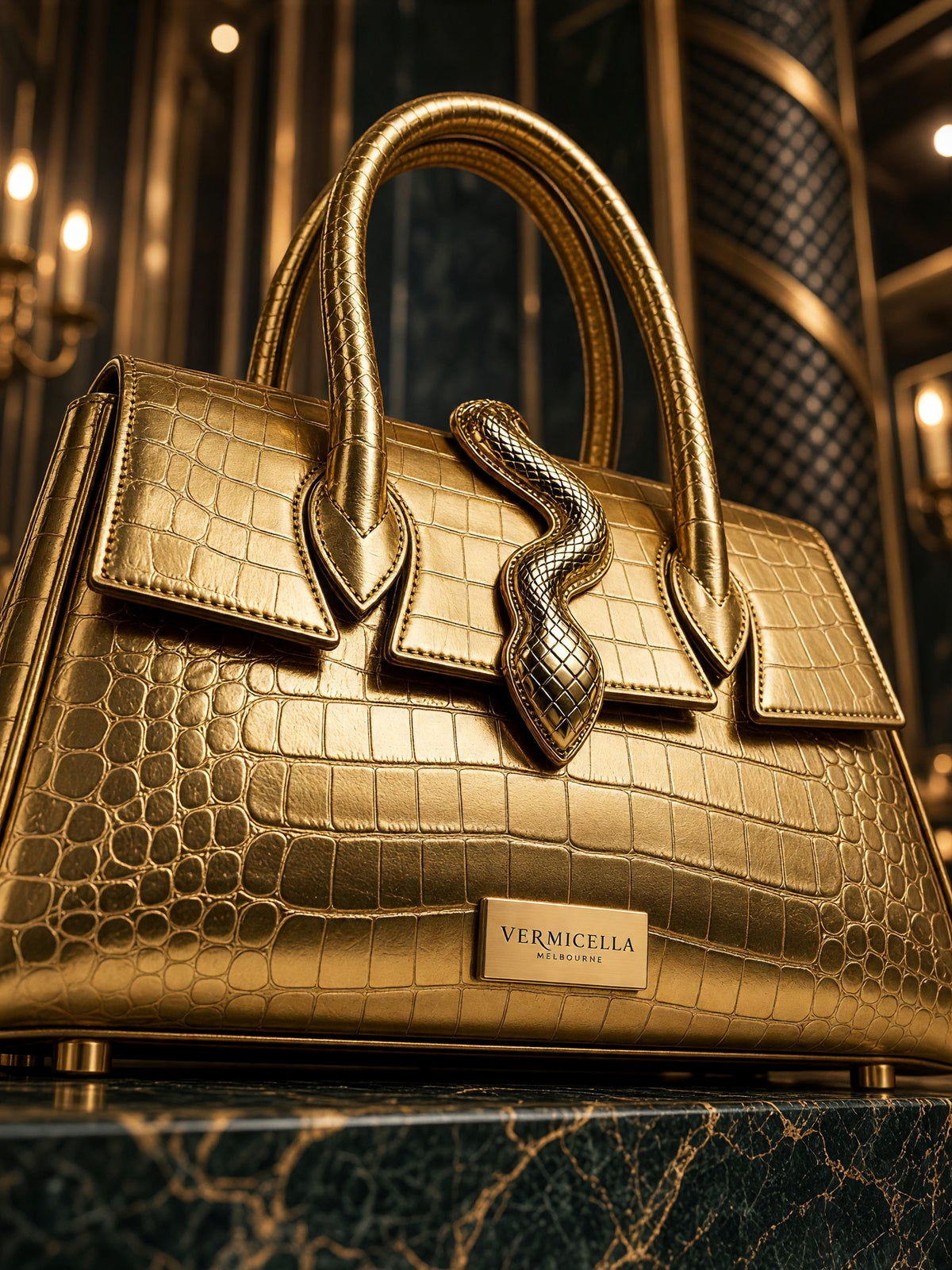 Vermicella handbag editorial photograph