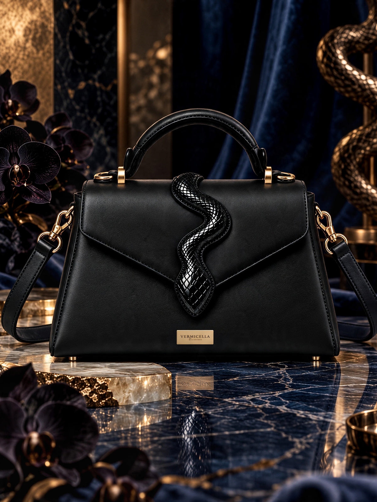Vermicella handbag editorial photograph