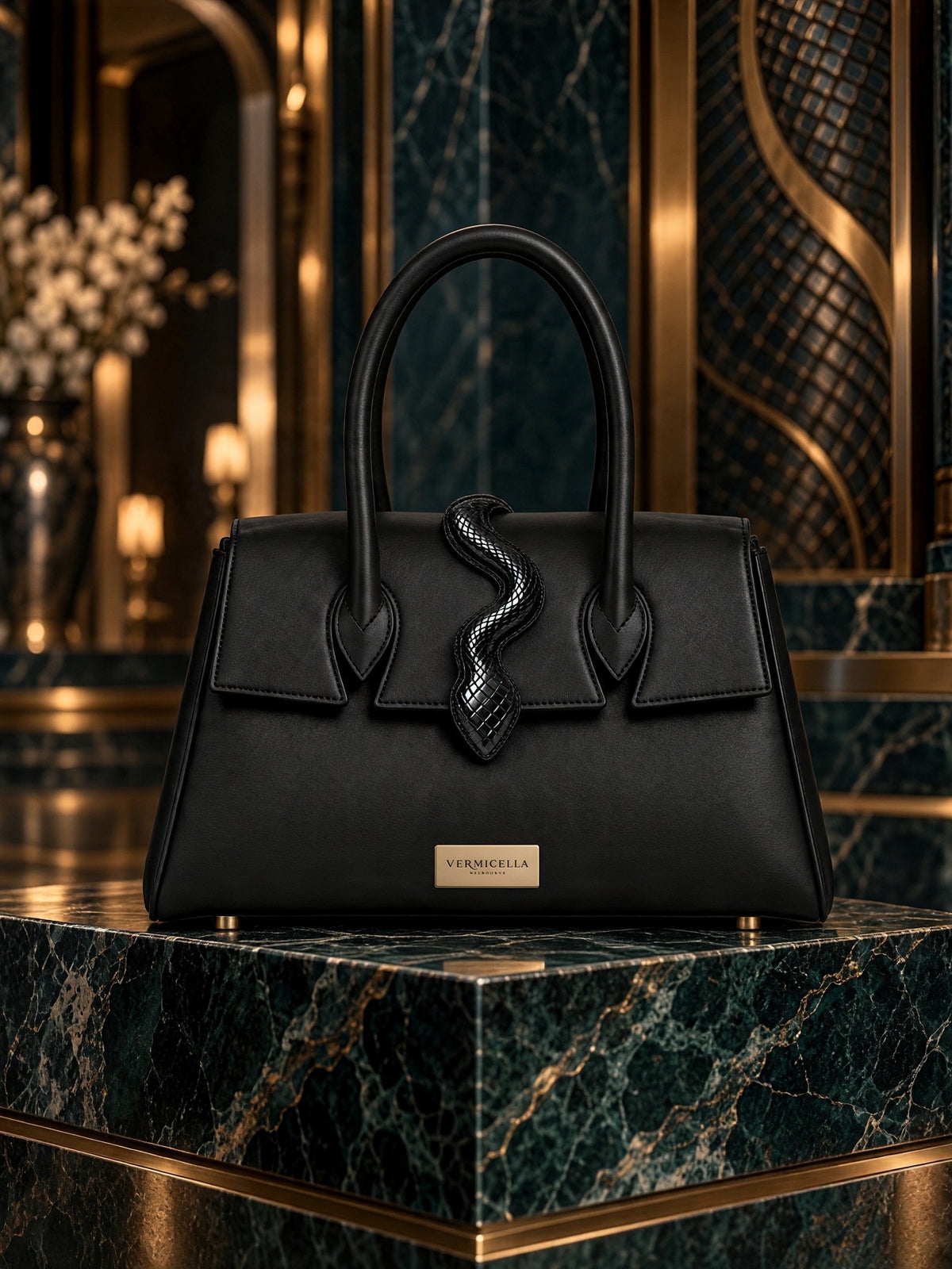 Vermicella handbag editorial photograph