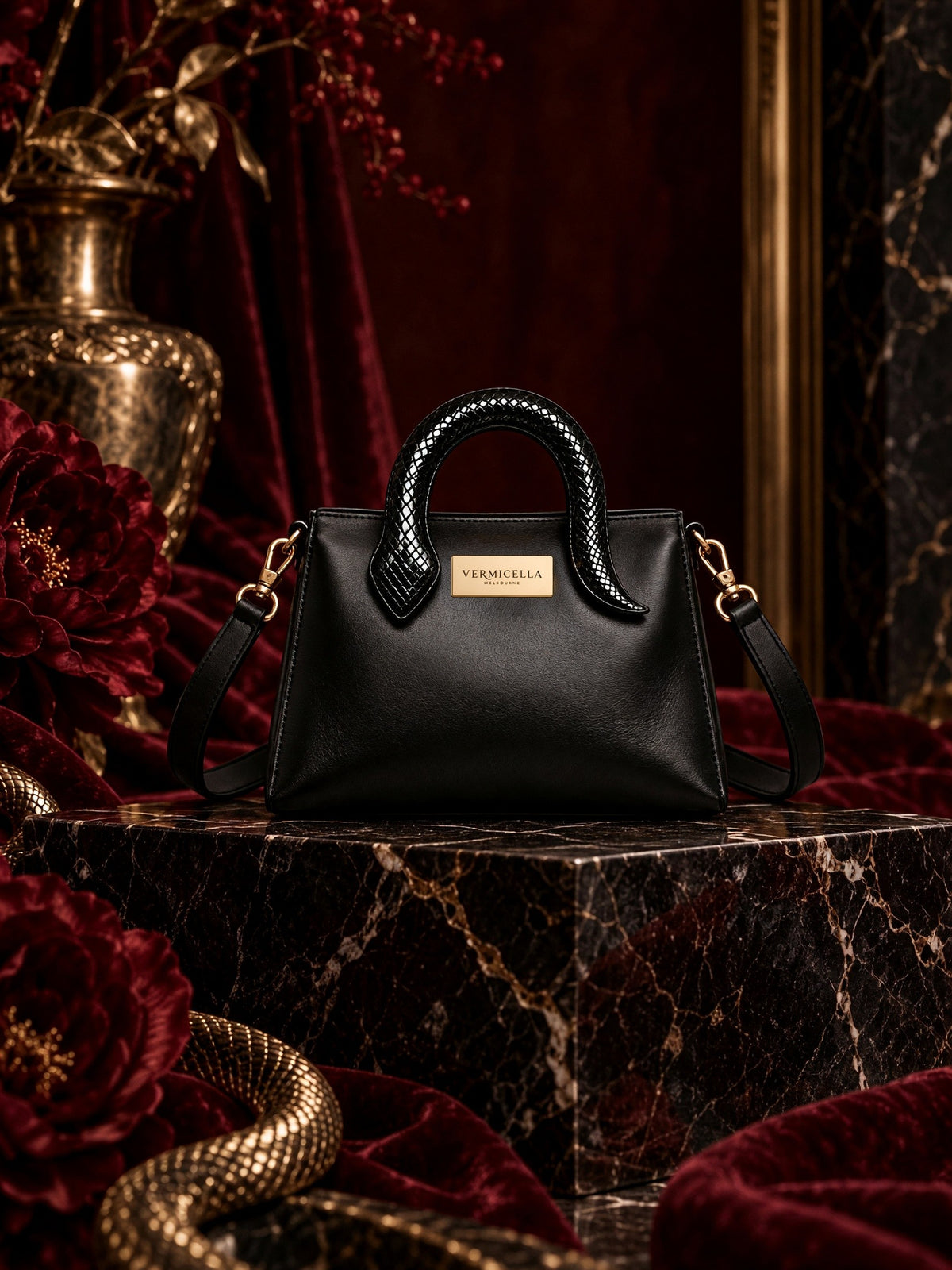 Vermicella handbag editorial photograph