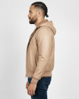 Real Leather Hooded Bomber Jacket for Men - Raul
