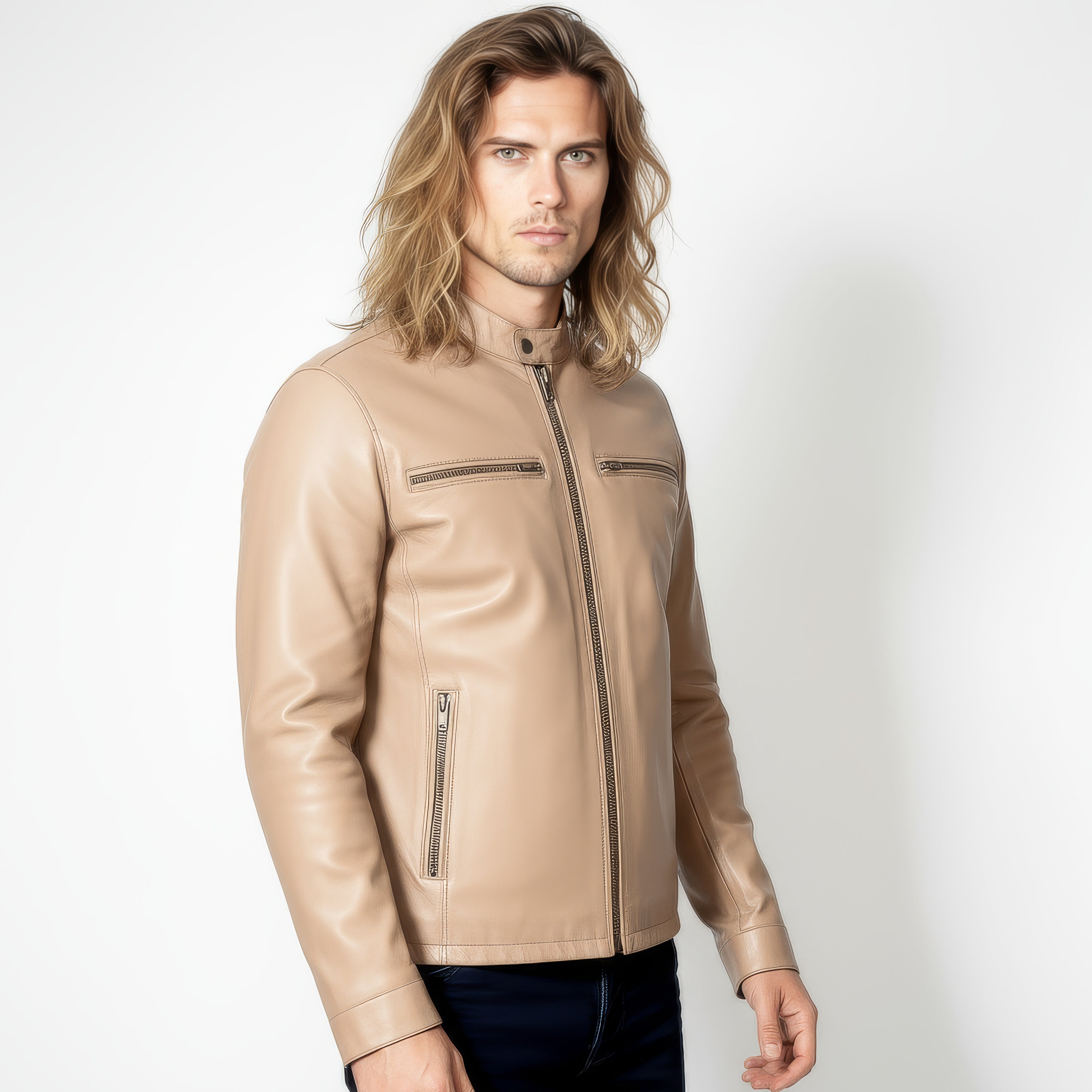 Men's Racer Real Leather Jacket - Aether – SH Leatherwear