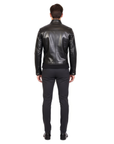 Stand Collar Real Leather Jacket for Men - Harry