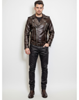 Moto Real Leather Jacket for Men- Hermes