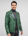 Moto Real Leather Jacket for Men- Hermes