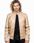 Men's Real Leather Racer Jacket - David