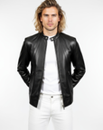 Men's Real Leather Racer Jacket - David