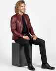 Men's Real Leather Racer Jacket - David