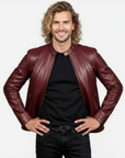 Men's Real Leather Racer Jacket - David