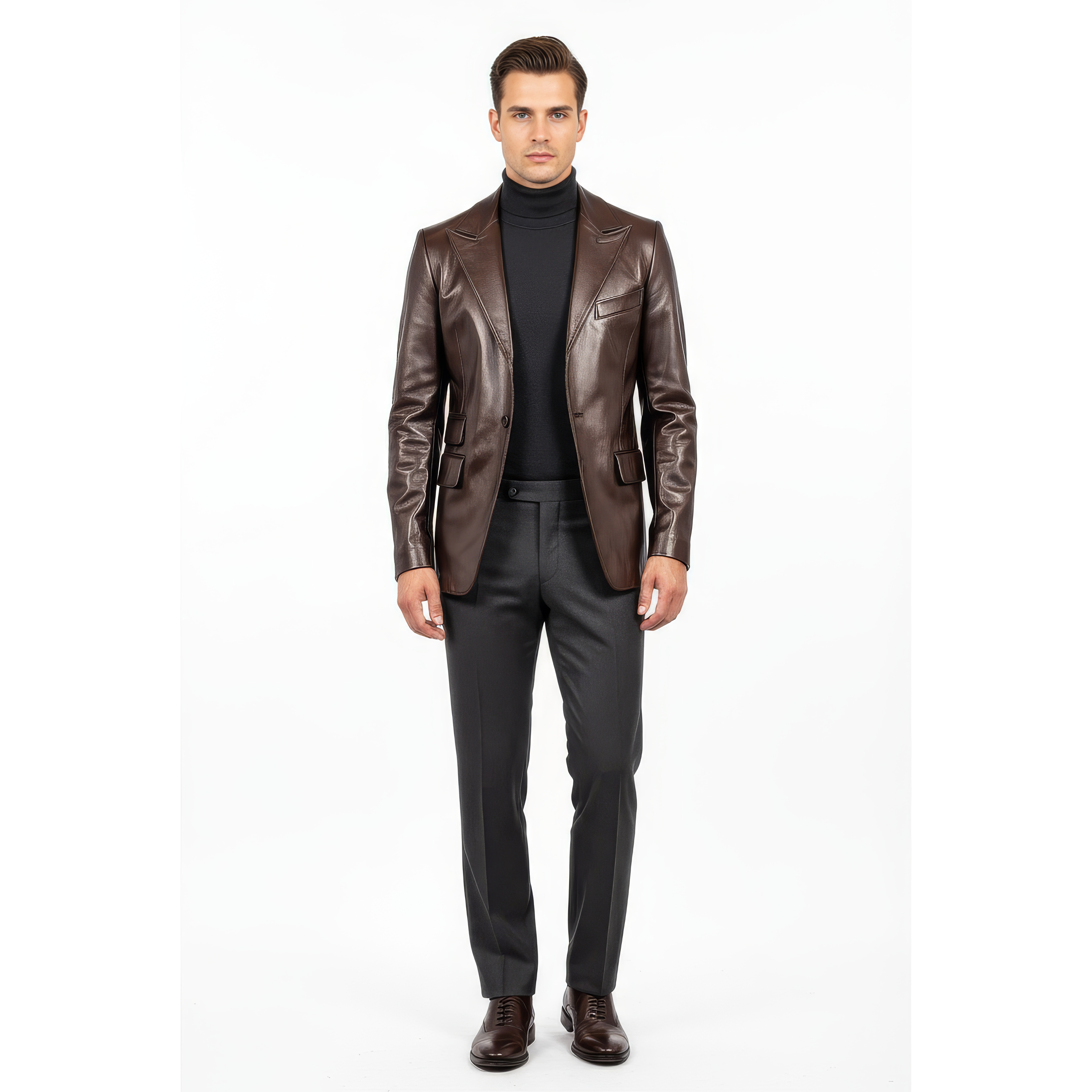 Men's Brown Lambskin Leather Blazer | Soft & Genuine Sport Coat
