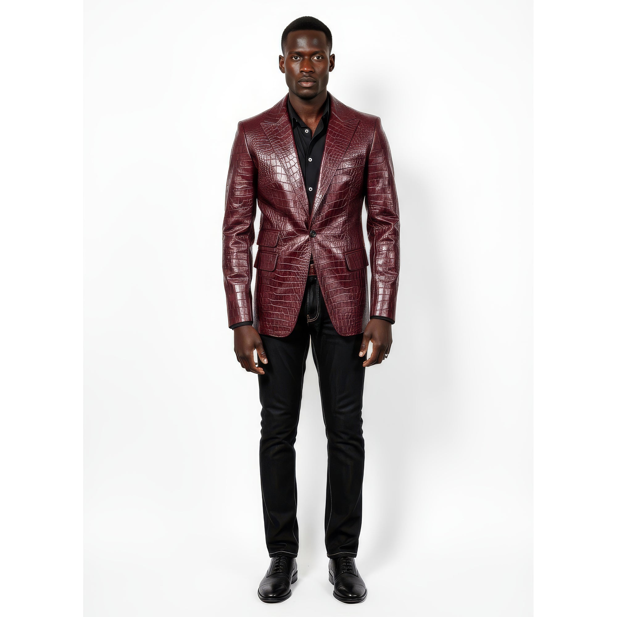 mens leather dress blazers Men's Black Real Lambskin Leather Blazer