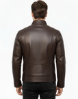 Men's Real Leather Cafe Racer Jacket - Andre