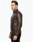 Men's Real Leather Cafe Racer Jacket - Andre