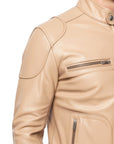 Men's Real Leather Cafe Racer Jacket - Andre