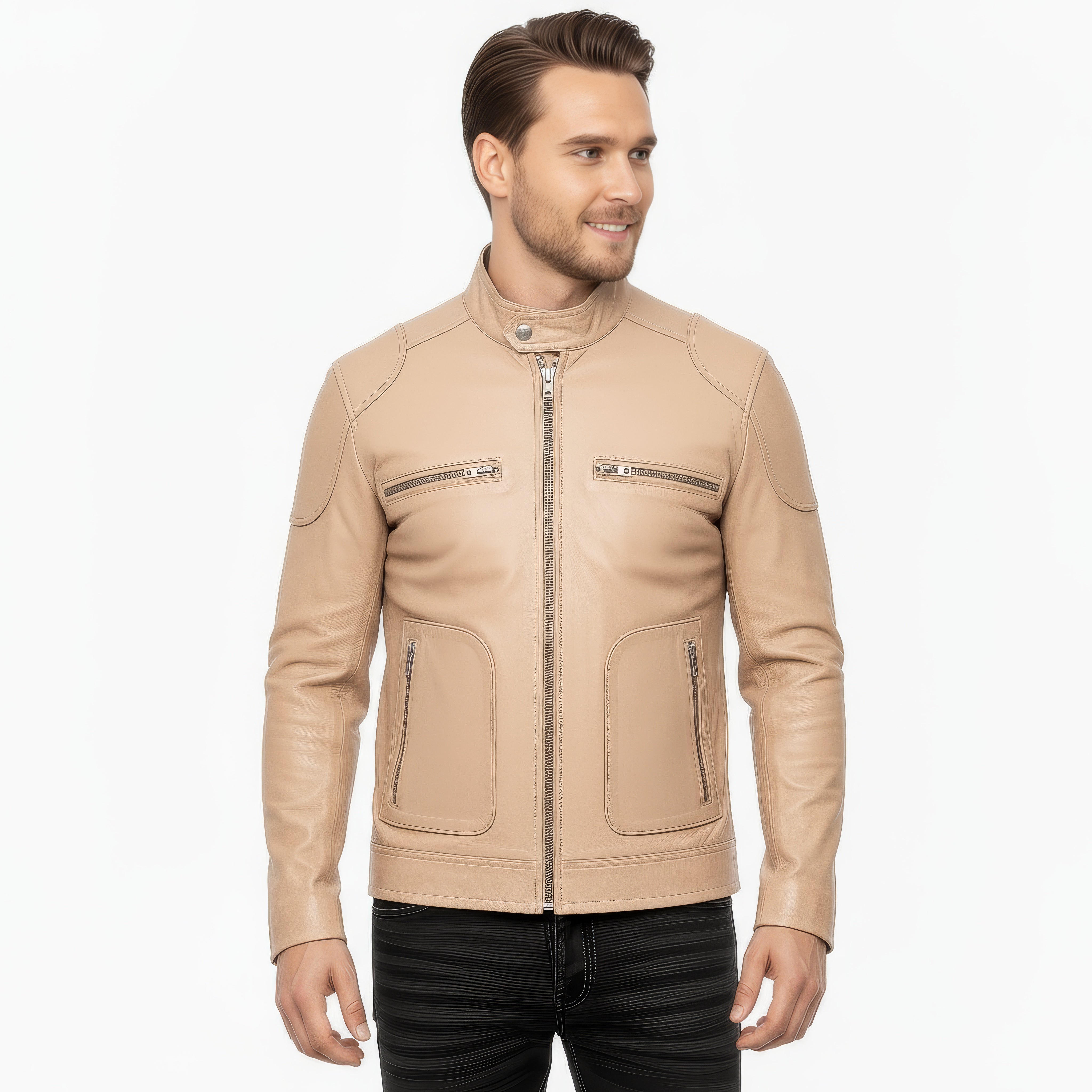 Men's Real Leather Cafe Racer Jacket - Andre – SH Leatherwear