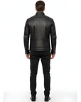 Men's Real Leather Cafe Racer Jacket - Andre