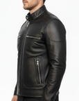 Men's Real Leather Cafe Racer Jacket - Andre