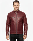 Men's Real Leather Cafe Racer Jacket - Andre