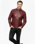 Men's Real Leather Cafe Racer Jacket - Andre