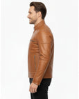 Men's Real Leather Cafe Racer Jacket - Andre