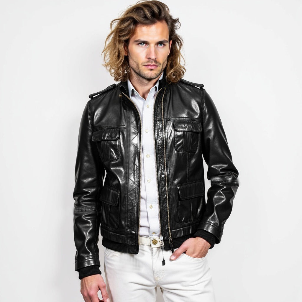 Real Leather Field Bomber Jacket for Men - Dean