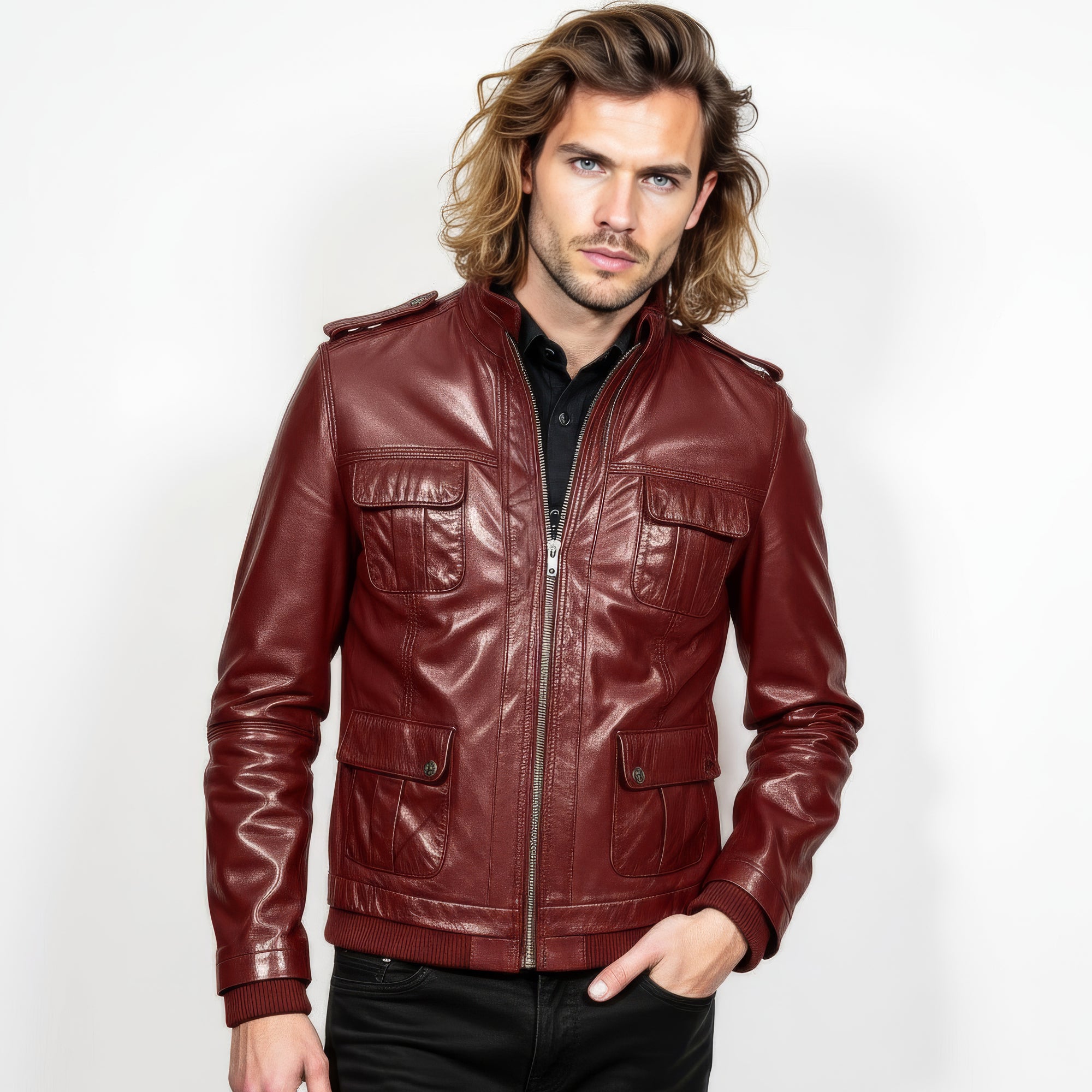 Real Leather Field Bomber Jacket for Men - Dean