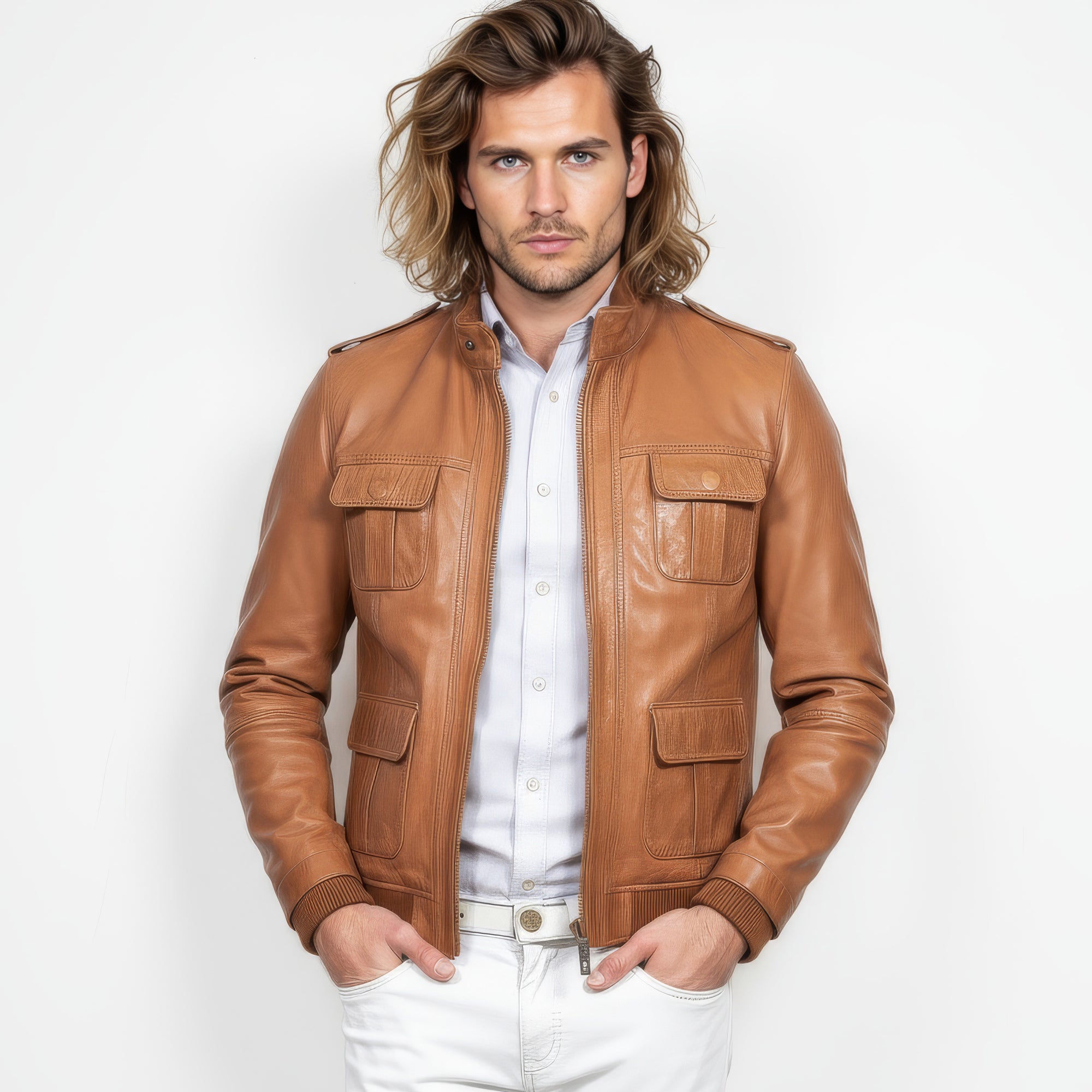 Real Leather Field Bomber Jacket for Men - Dean