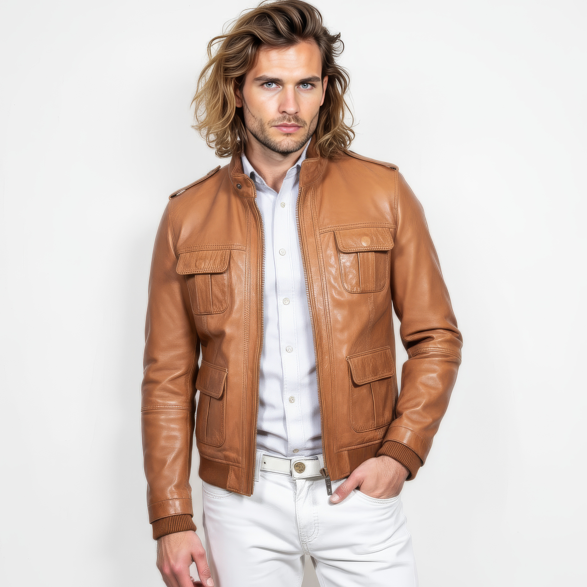 Real Leather Field Bomber Jacket for Men - Dean