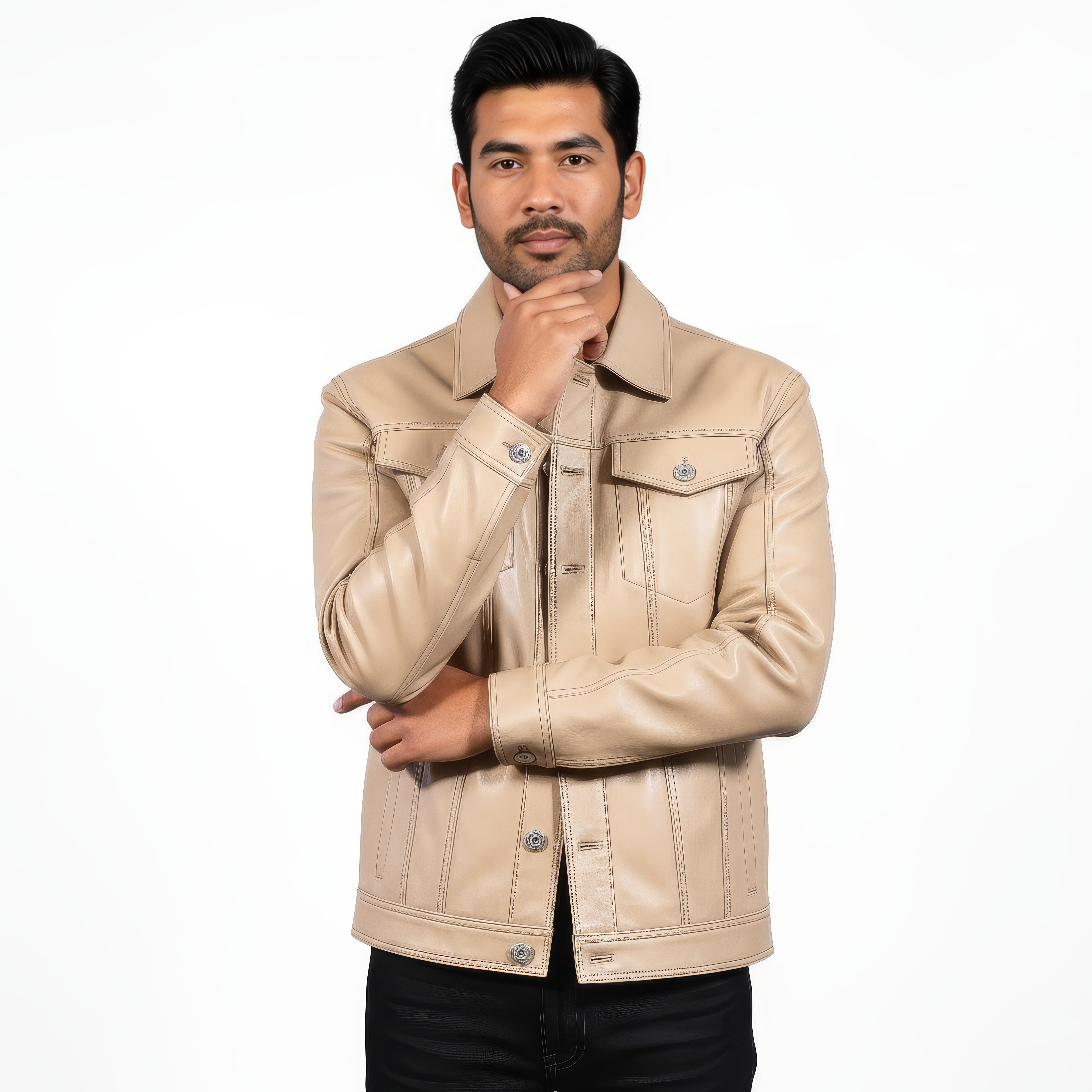 Real Leather Trucker Jacket for Men - Faraz – SH Leatherwear