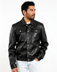 Real Leather Trucker Jacket for Men - Faraz