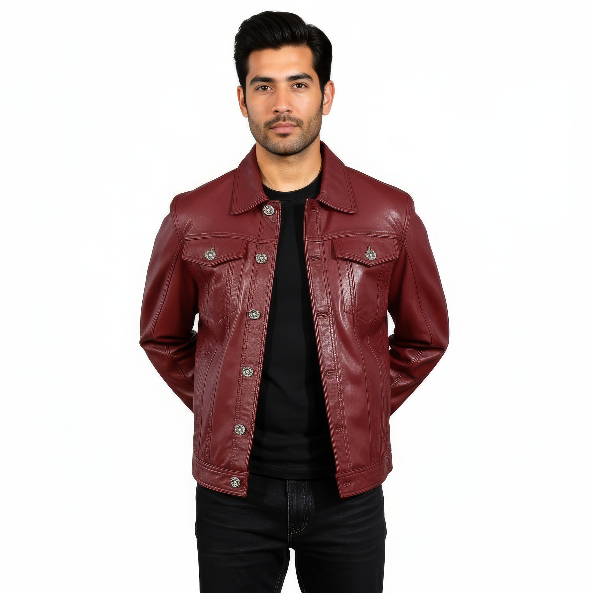 Real Leather Trucker Jacket for Men - Faraz