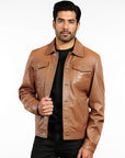 Real Leather Trucker Jacket for Men - Faraz
