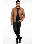 Real Leather Trucker Jacket for Men - Faraz