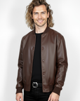 Men's Real Leather Varsity Bomber Jacket - Orion